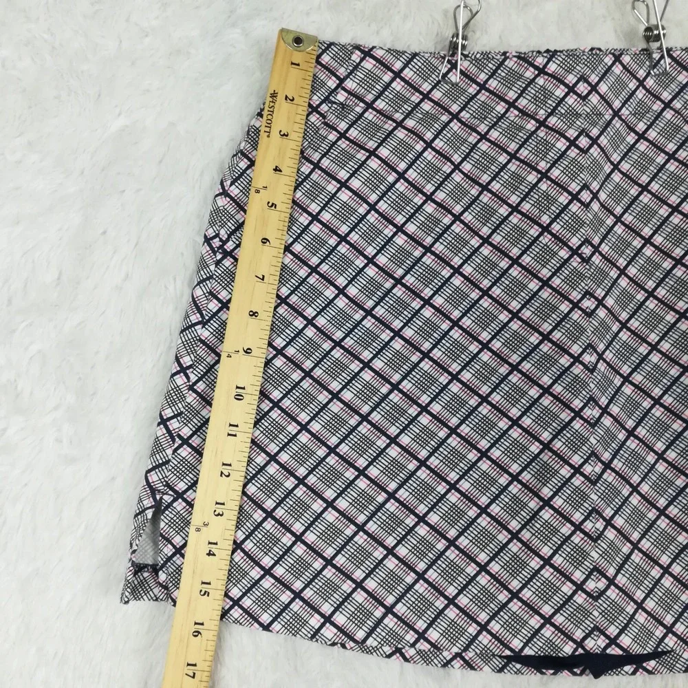 Lady Hagen Womens Skort Skirt Mini  Navy Blue White Plaid Casual Preppy Sporty 8